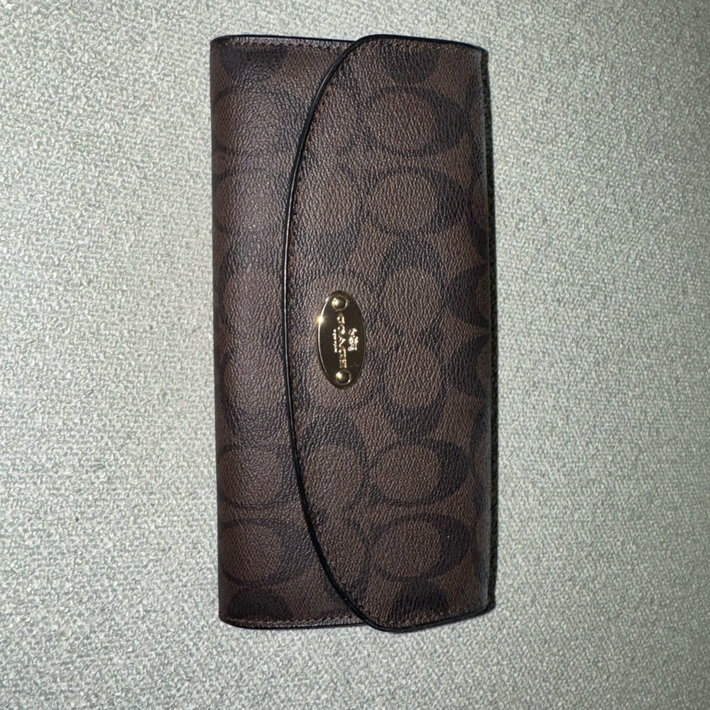 Coach Dark Brown Signature Clutch Wallet